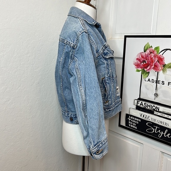 Vintage Levi’s Orange Tab Distressed Jean Trucker Jacket Size S - Picture 3 of 11